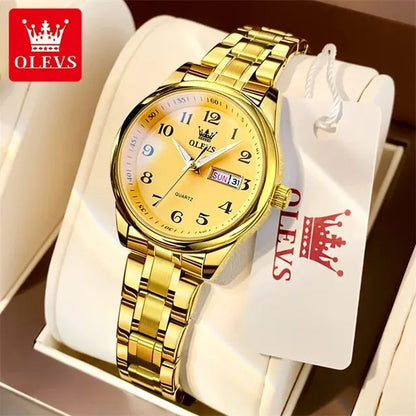 OLEVS Women’s Stainless Steel Quartz Watch with Date and Week Display