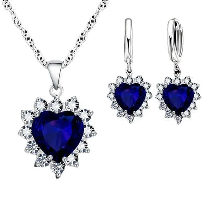 Heart Necklace & Earrings Set - Bridal Jewelry Gift