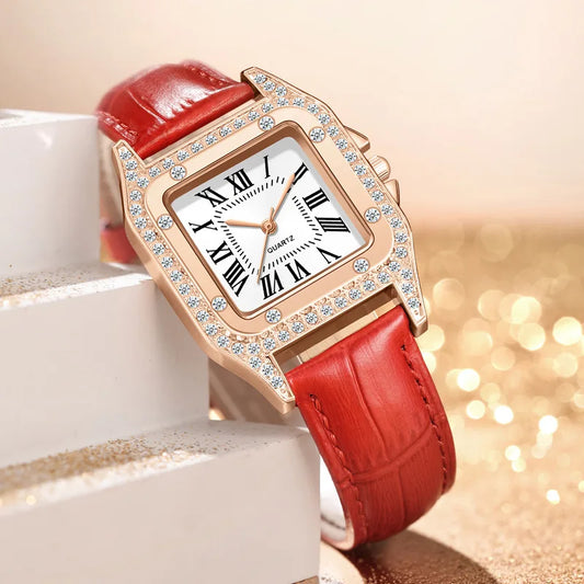 Women's Leather Watch - Crystal Luxury Wristwatch