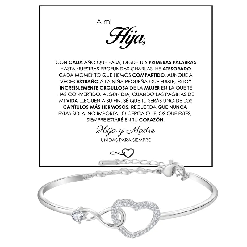 To My Daughter Heart Bracelet - Infinity Symbol Gift Box Set