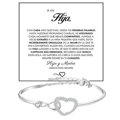 To My Daughter Heart Bracelet - Infinity Symbol Gift Box Set