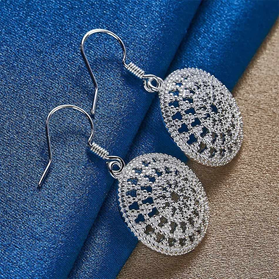 925 Sterling Silver Round Earrings - Fashionable Wedding Jewelry