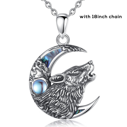 Wolf Moonstone Necklace