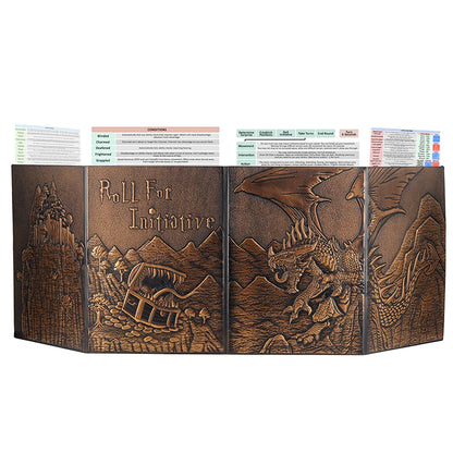 DND Dungeon Master Screen - Embossed Dragon & Mimic Design