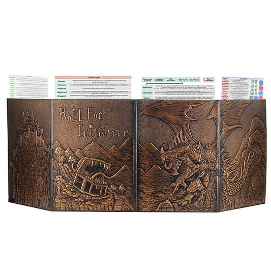 DND Dungeon Master Screen - Embossed Dragon & Mimic Design