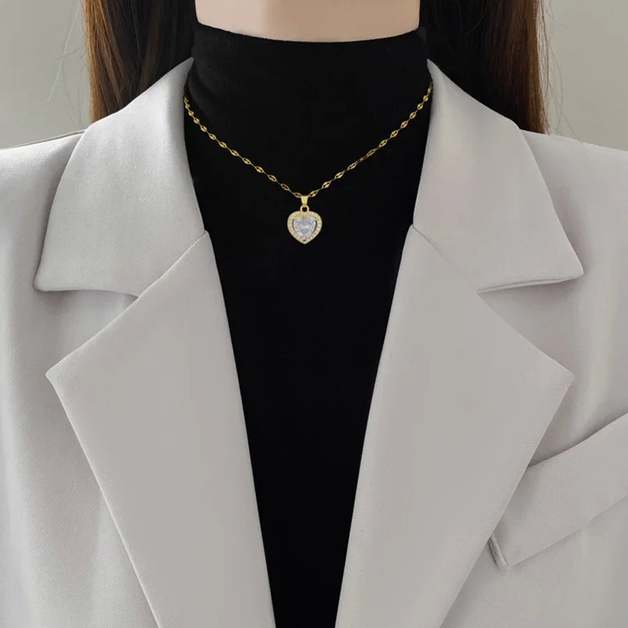 Titanium Steel Heart Necklace - Korean Minimalist Jewelry