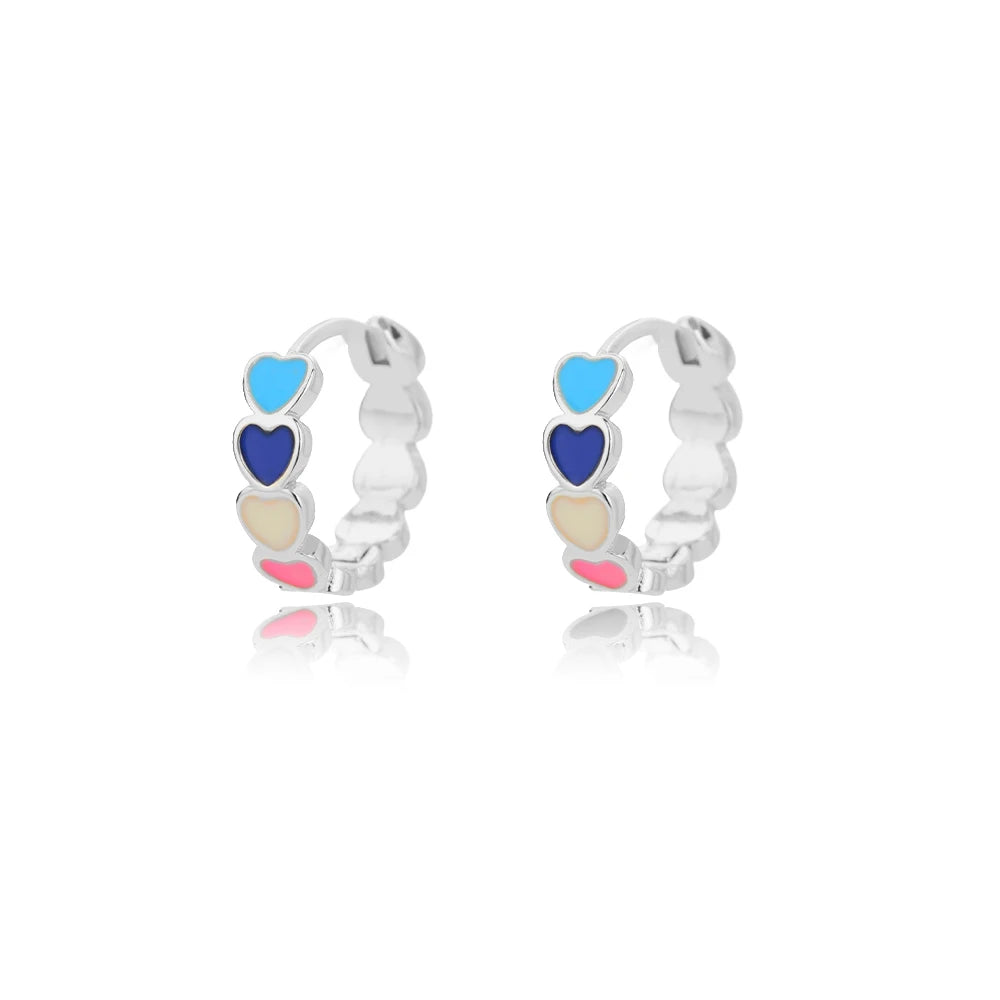 Crystal Heart Stud Earrings - Stainless Steel with Zircon