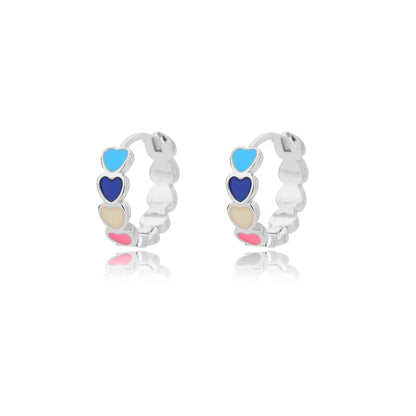 Crystal Heart Stud Earrings - Stainless Steel with Zircon