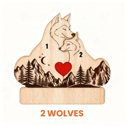 Personalized Wooden Wolf Family Puzzle - 4-6 inches, 0.7 inch Thick Custom