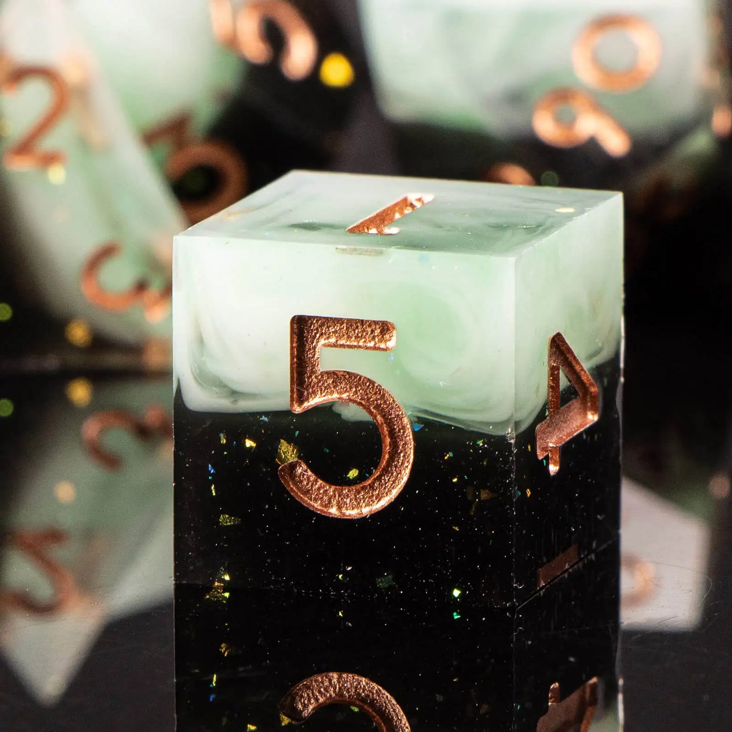 7-Piece Handmade Resin DnD Dice Set - Sharp Edge RPG Dice