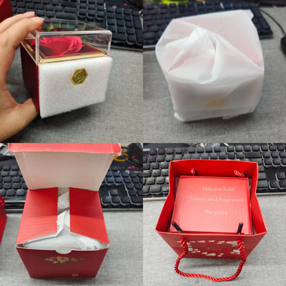 Eternal Rose Box with Custom Envelope Necklace Gift Set