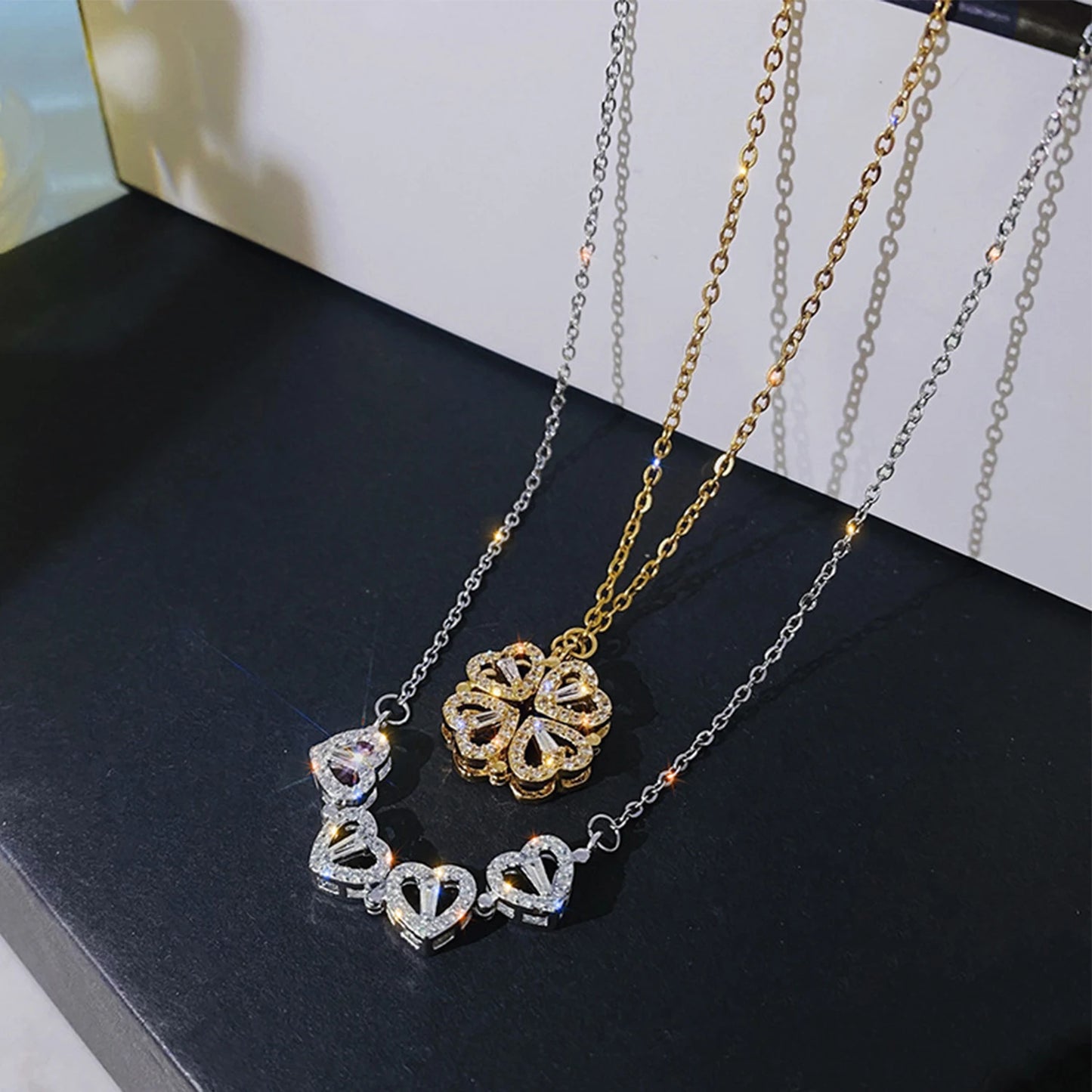 Double Heart Custom Name Necklace - Stainless Steel