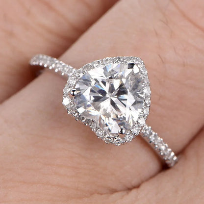 Silver Heart Ring - White Zircon Wedding Engagement Ring