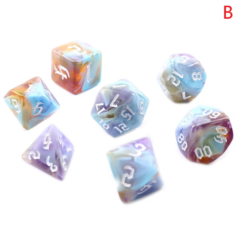 7-Piece Two-Tone Acrylic Polyhedral Dice Set for D&D and RPG Games