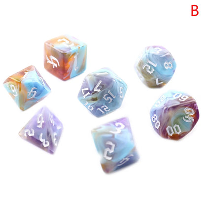 7-Piece Two-Tone Acrylic Polyhedral Dice Set for D&D and RPG Games