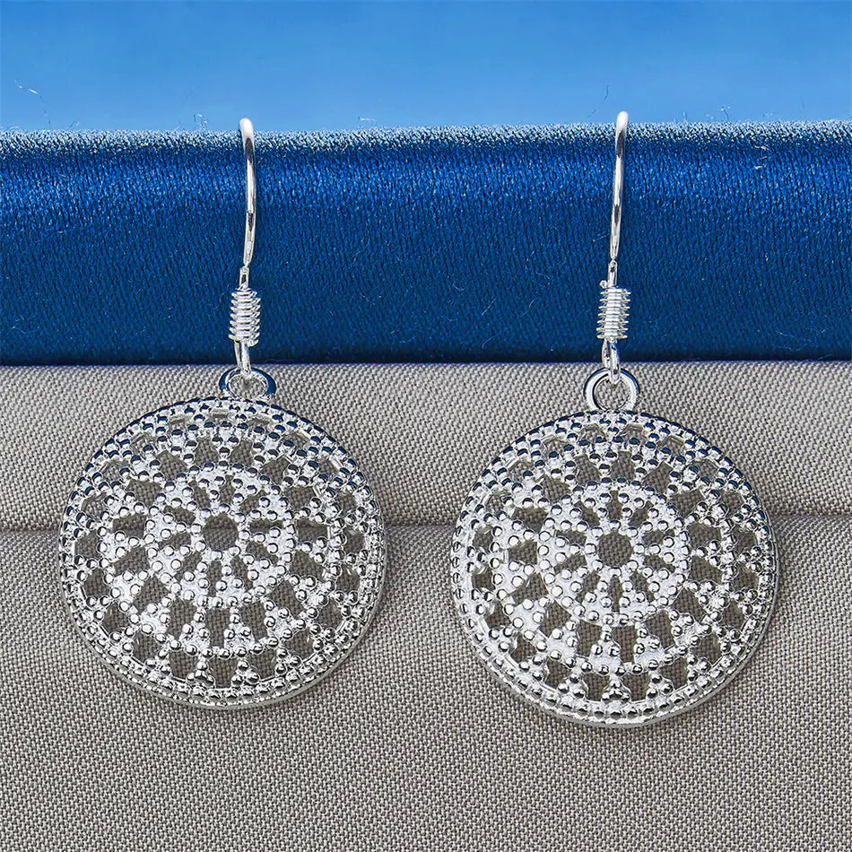 925 Sterling Silver Round Earrings - Fashionable Wedding Jewelry