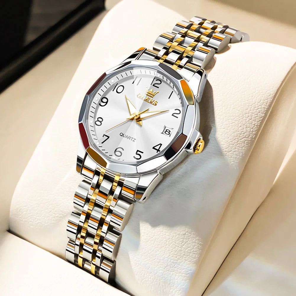 OLEVS 9931L Women's Watch - Elegant Fashion, Luxury, Waterproof, Stainless Steel, Luminous Date