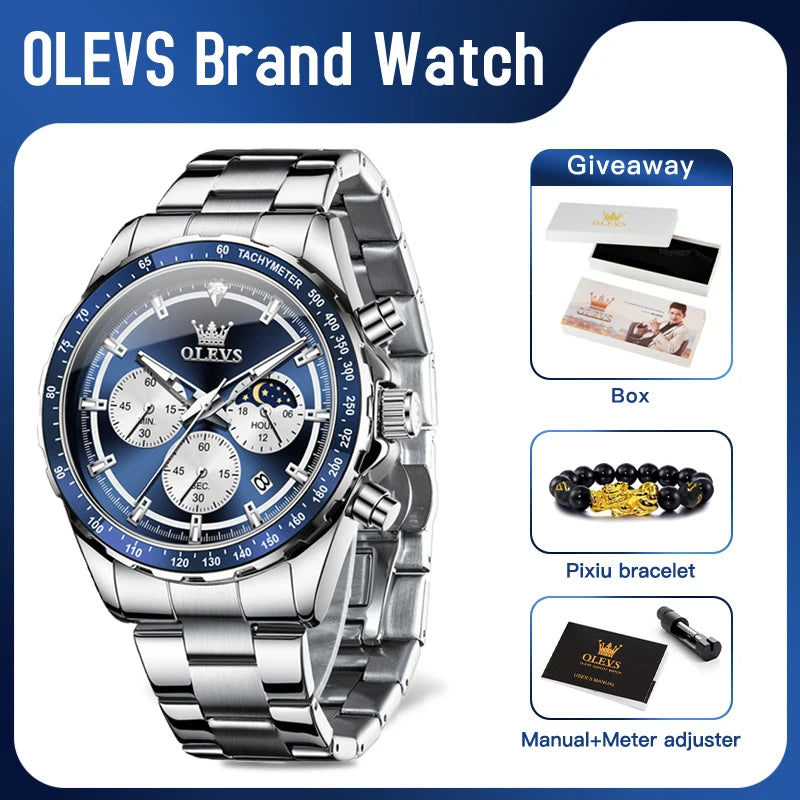 OLEVS 2945 Men's Watch - Moon Phase, Chronograph, Waterproof, Backlight, Fashion Quartz