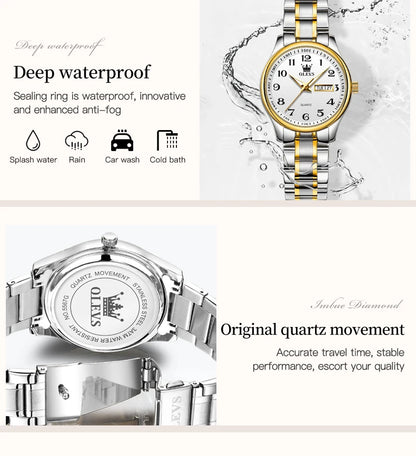 OLEVS 5567 Women's Quartz Watch - Gold, Waterproof, Luminous, Stainless Steel