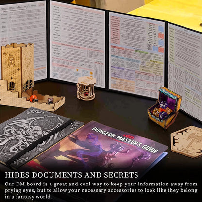 DND Dungeon Master Screen - Embossed Dragon & Mimic Design