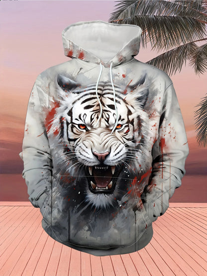 Wolf 3D Print Hoodie - Polyester O-Neck Front Pocket Streetwear