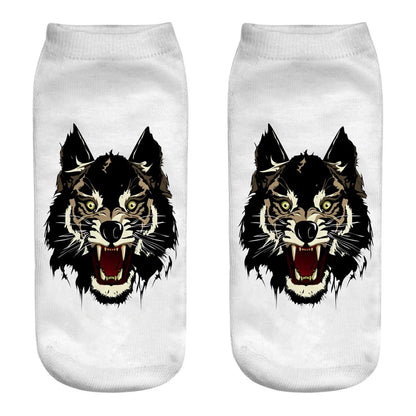 Wild Wolf Series Unisex Sox Women's Funny Cartoon Animal Cute 3D Print Ankle Socks Hot Fashion Punk Gothic Club Sokken