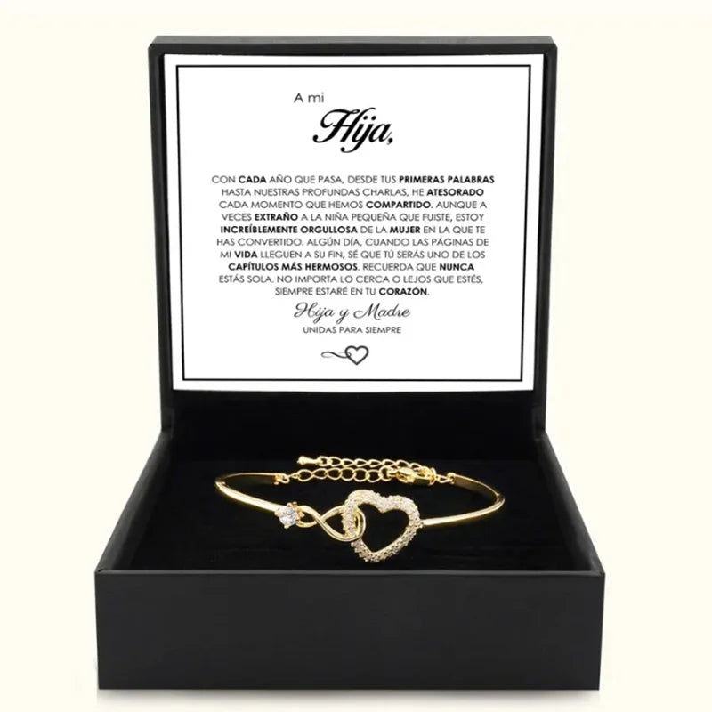 To My Daughter Heart Bracelet - Infinity Symbol Gift Box Set