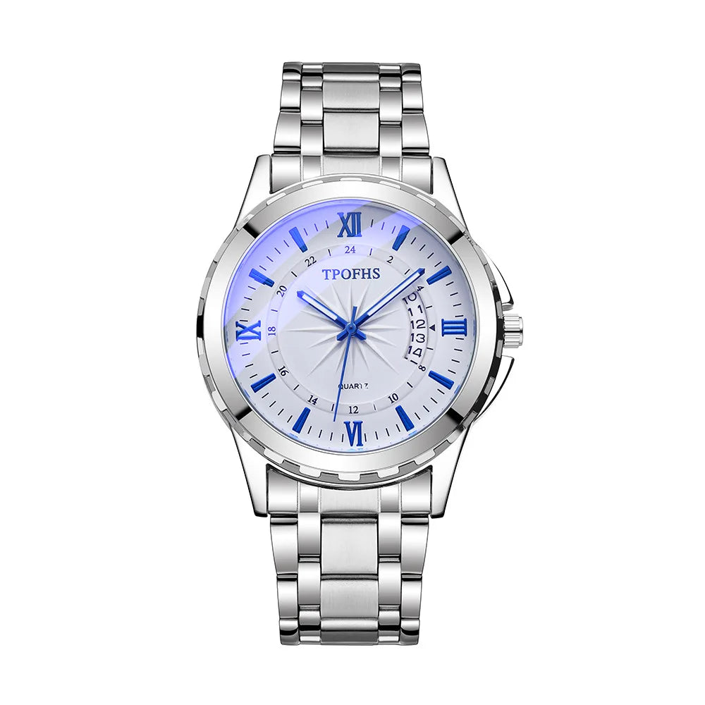 Men's Waterproof Quartz Watch - Blue Light Calendar Display