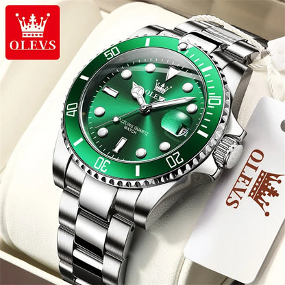 OLEVS 5885 Men's Watch - Luxury, One-Way Rotating Outer Ring, Auto Date, Waterproof, Quartz