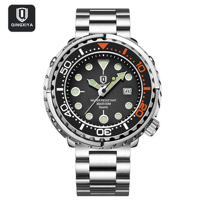 QINGXIYA Men’s Quartz Watch with Luminous Hands and Calendar