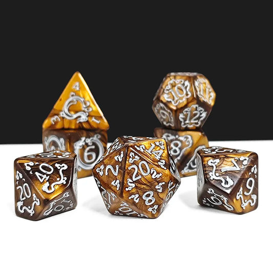 Dragon Pattern DND Dice Set - 7 Piece Polyhedral