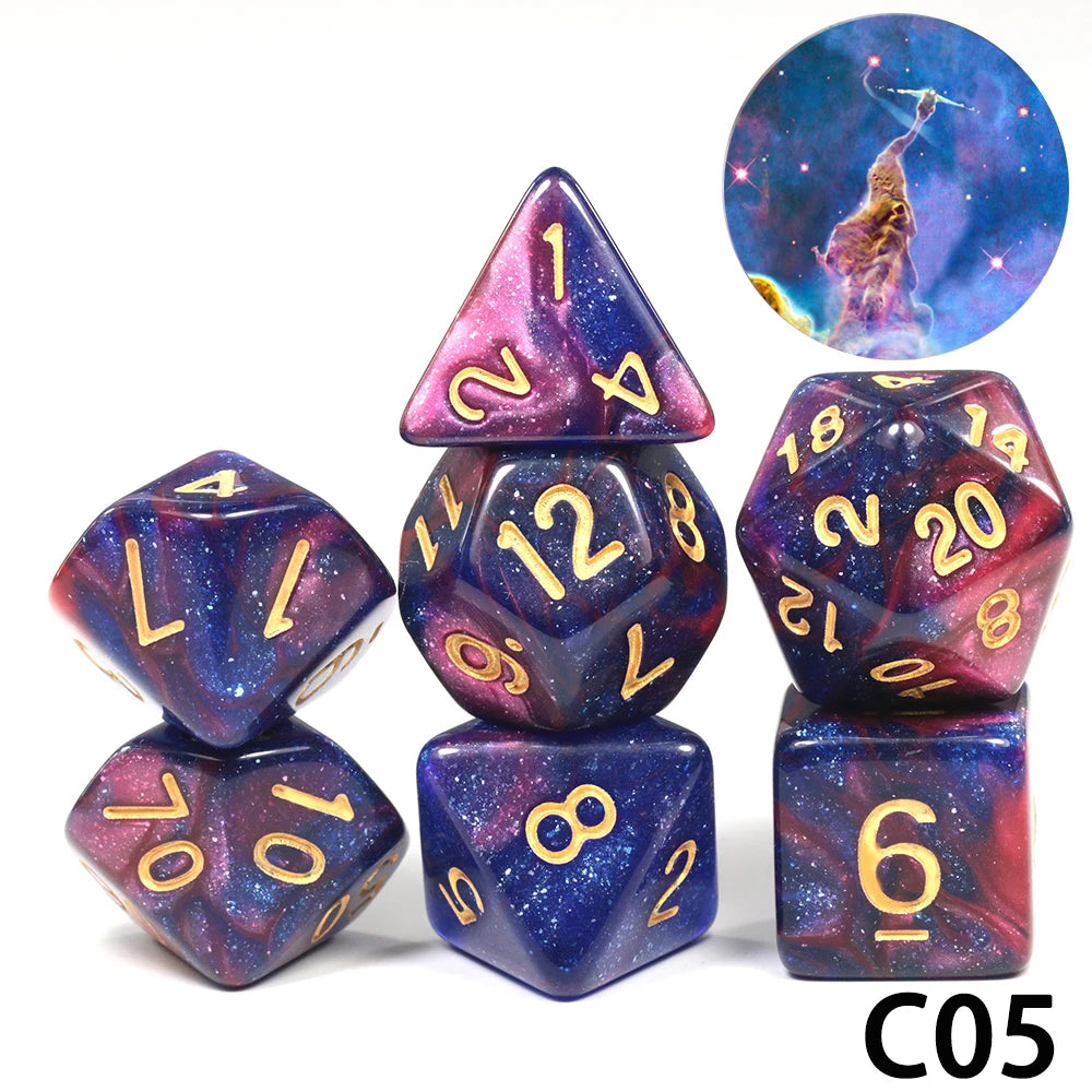 7-Piece Acrylic Polyhedral Dice Set for D&D and RPG Games
