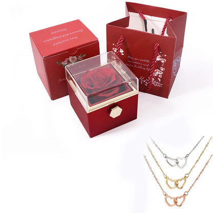 Eternal Rose Box with Custom Heart Name Necklace