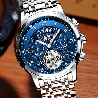 LIGE LG9841 Men’s Automatic Mechanical Watch with Stainless Steel Band