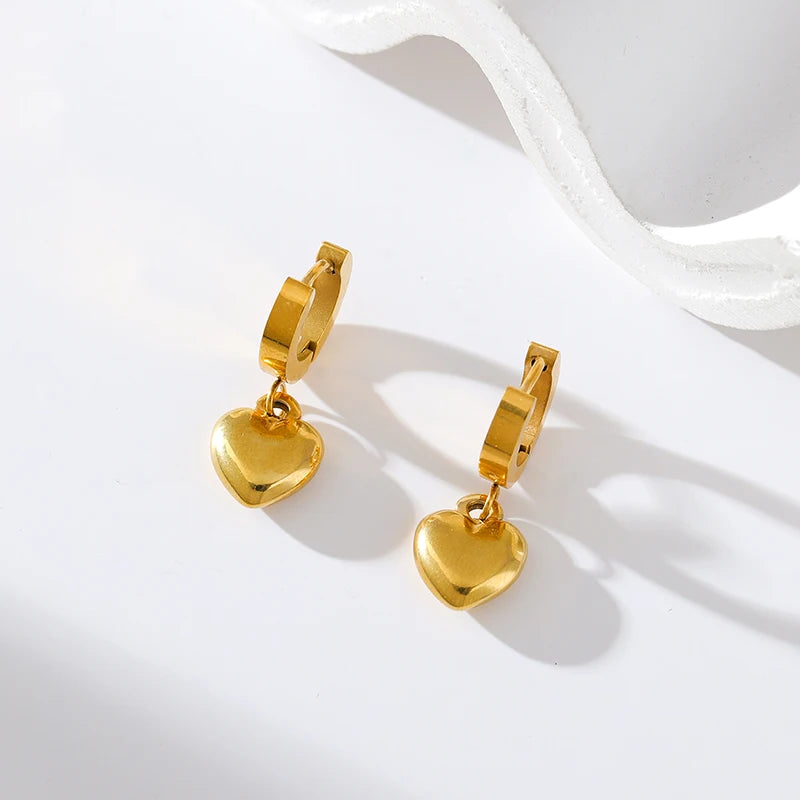 18K Gold Heart Love Jewelry Set - Necklace, Bracelet & Earrings