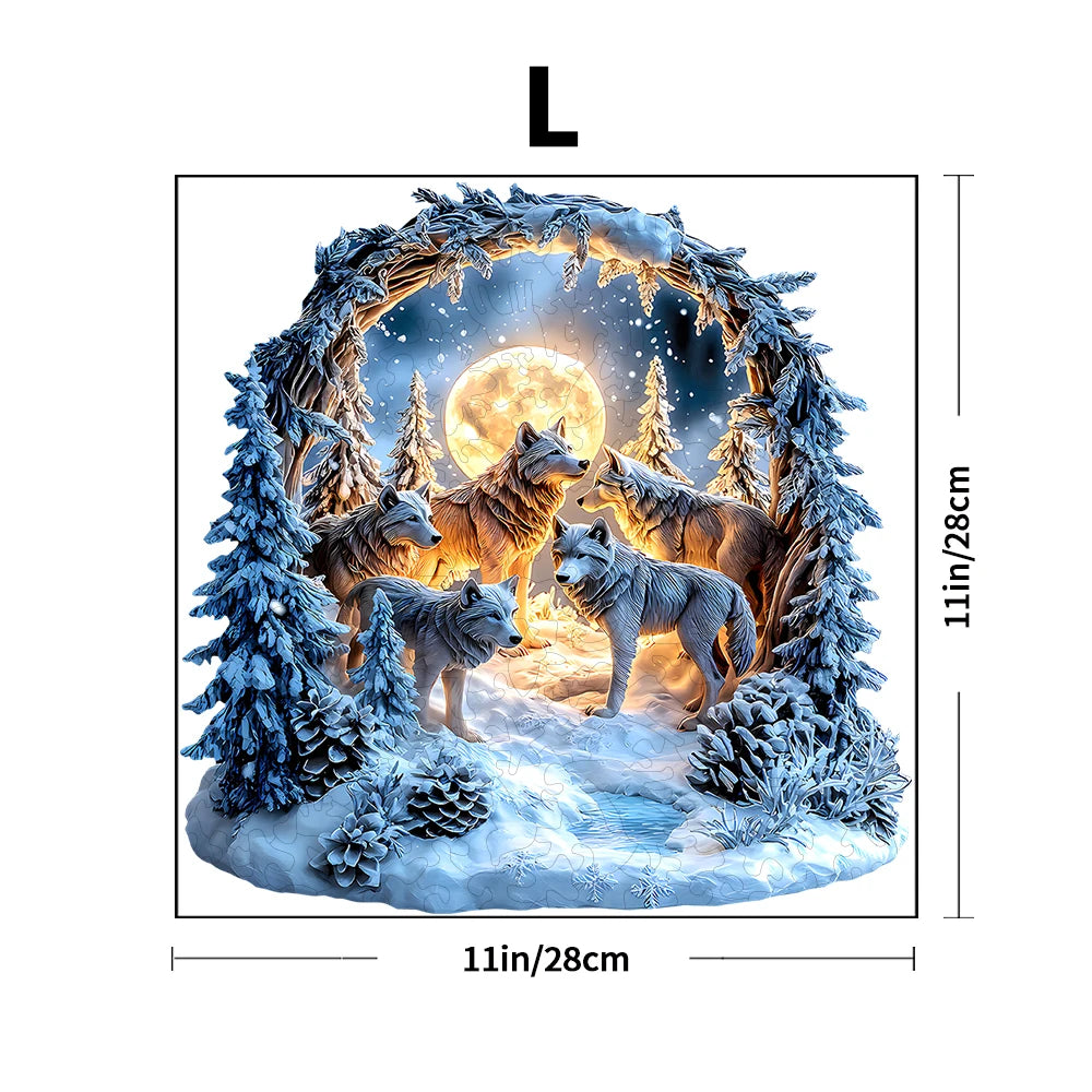 Winter Wolf Wooden Jigsaw Puzzle - Artistic Handicraft Decor