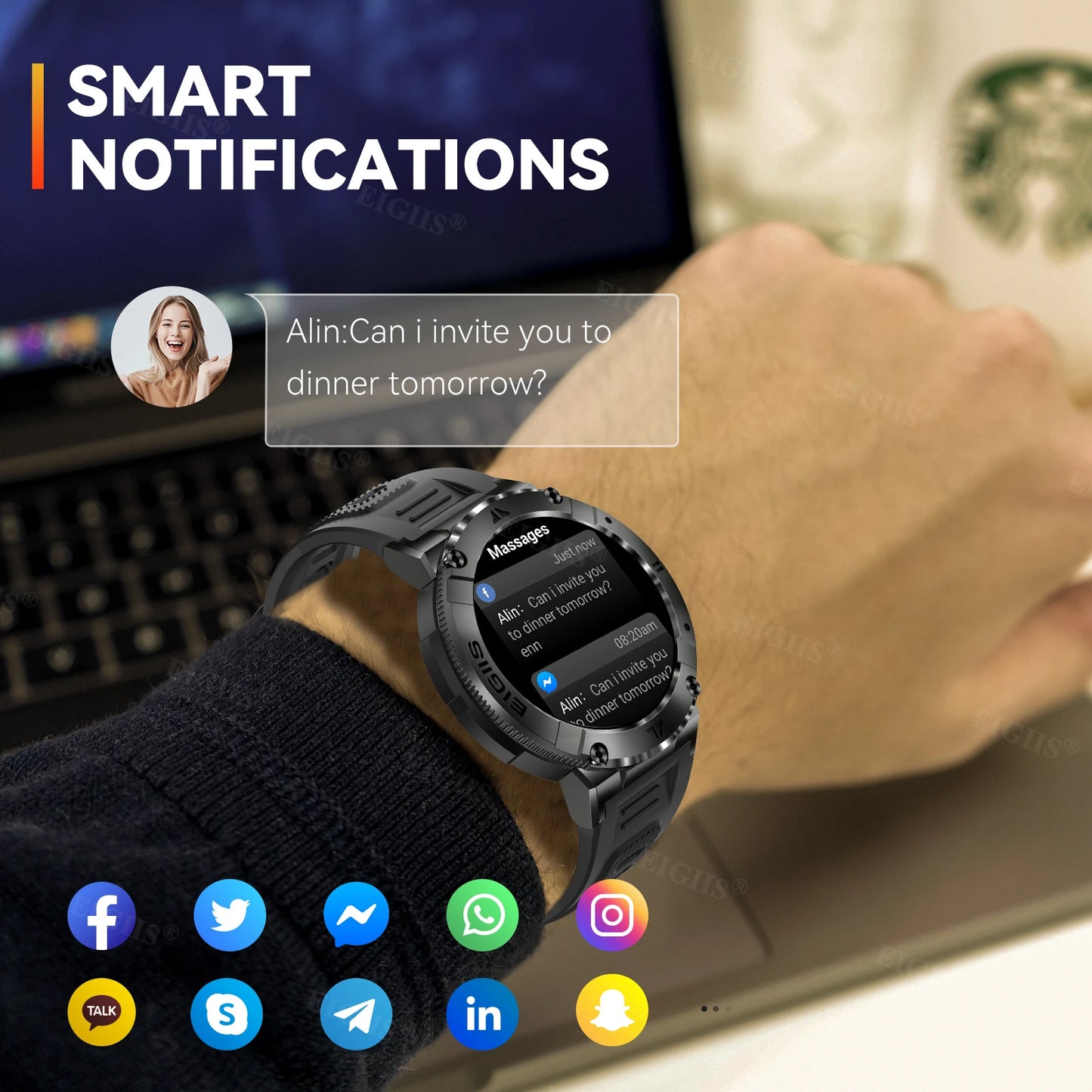 LaNikar Smart Watch - TFT Display, Bluetooth Call, Blood Pressure, Fitness Monitor, Waterproof