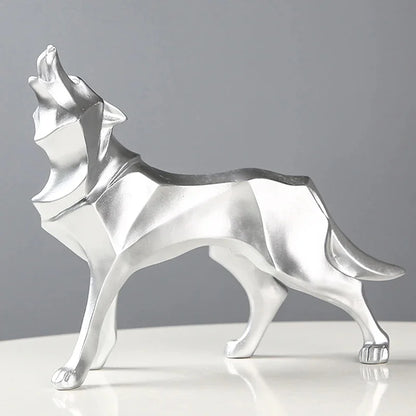 Abstract Wolf Sculpture - 22x19.5cm Resin Geometric Statue