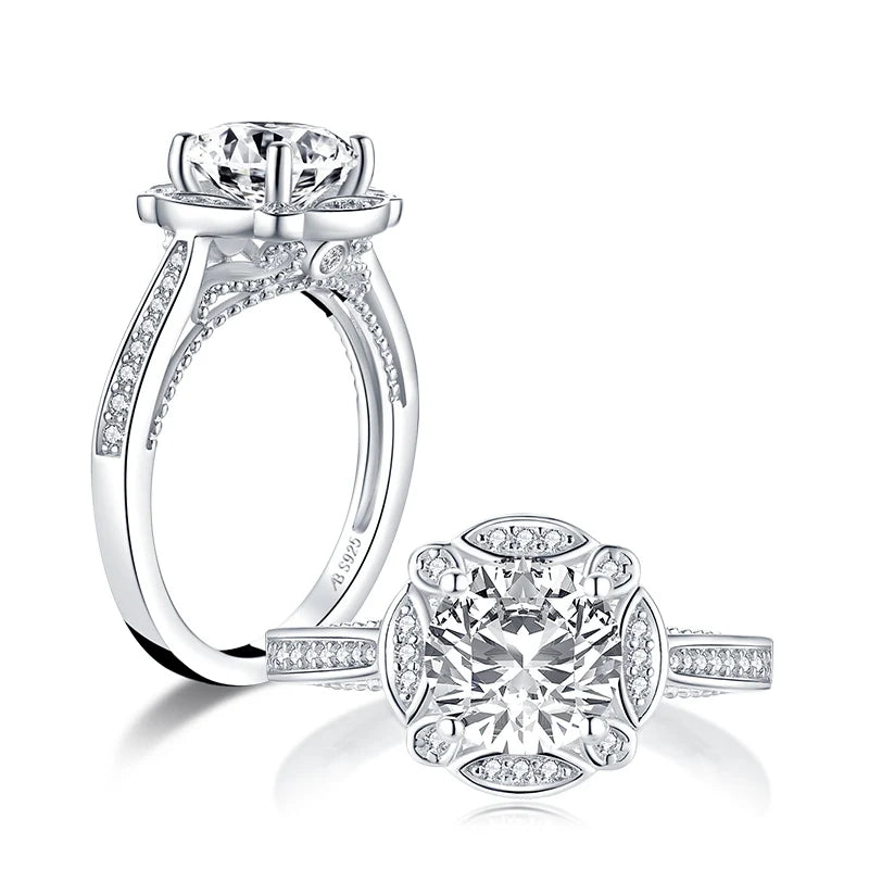 Moissanite Engagement Ring - 925 Sterling Silver