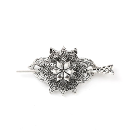 Celtic Knot Flower Hair Stick – Scandinavian Viking Style, Metal Alloy, Silver