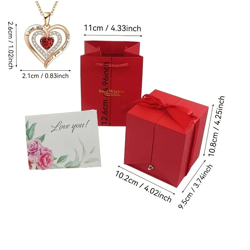 Eternal Rose Jewelry Box with Necklace - Valentine's Day Gift Set