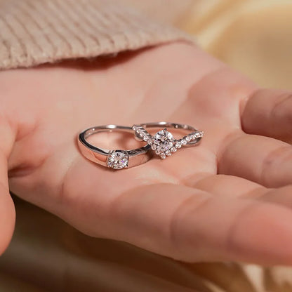 Square Zirconia Couple Rings - Luxury Wedding Bands