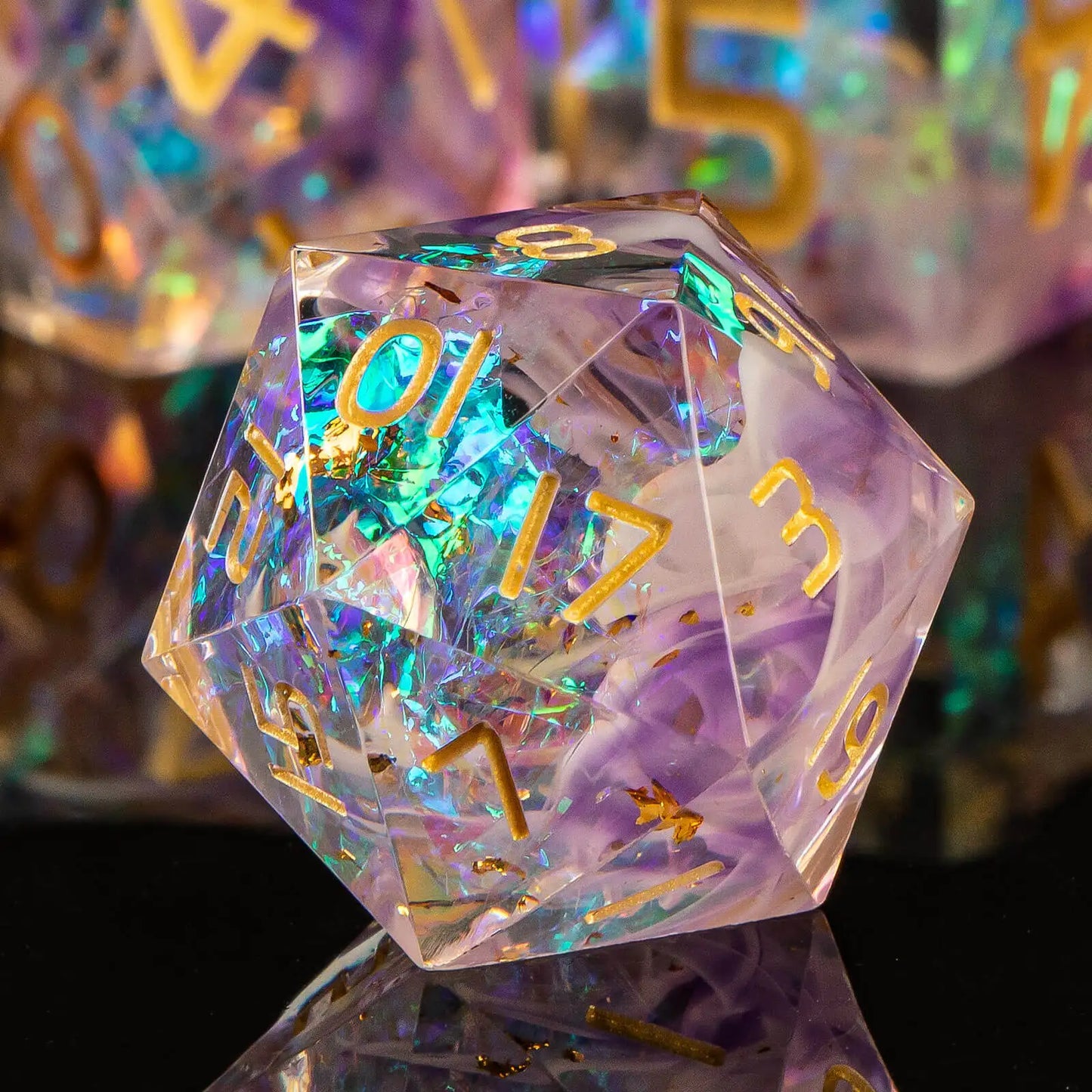 7-Piece Handmade Resin DnD Dice Set - Sharp Edge RPG Dice