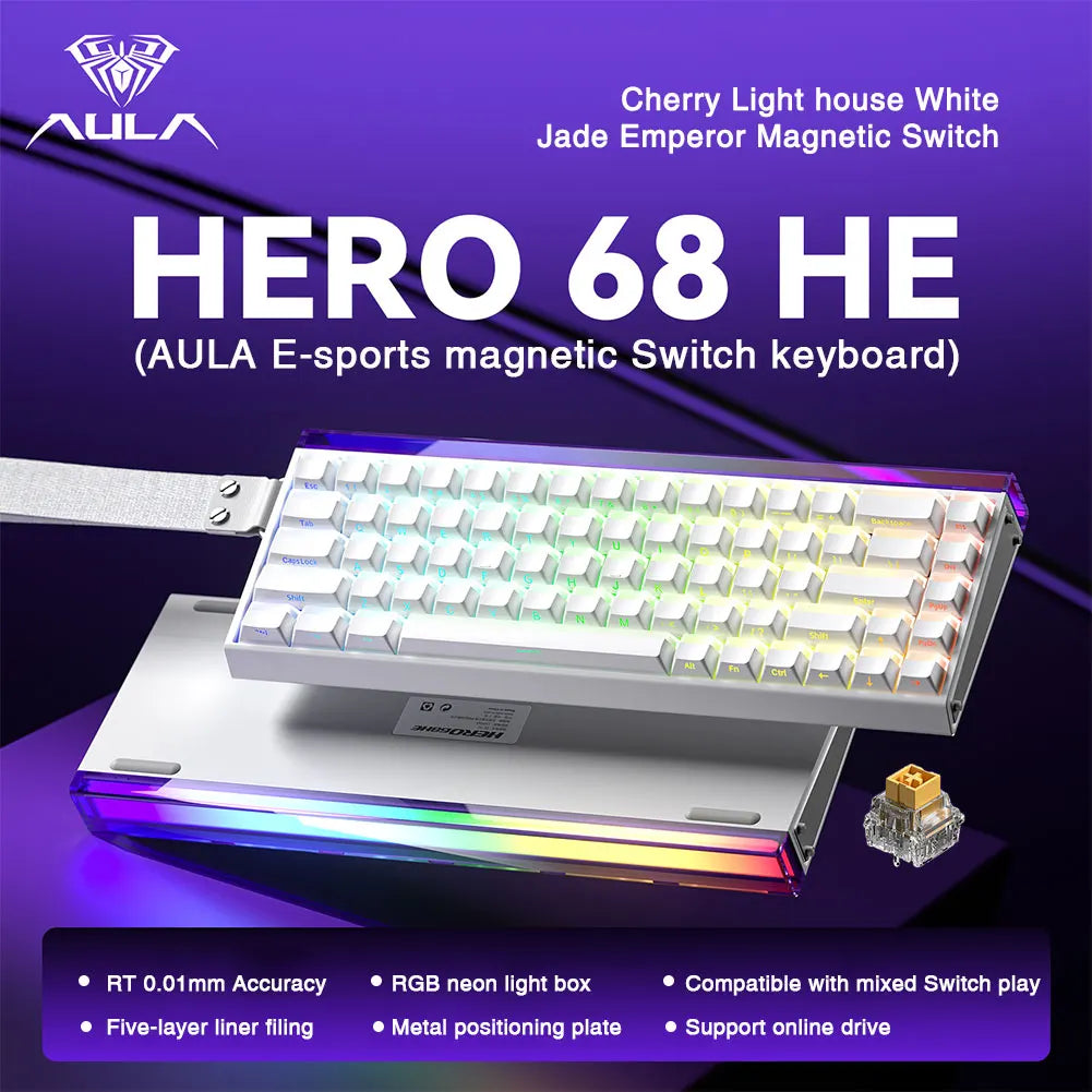 AULA HERO 68HE Magnetic Switch Keyboard - Rapid Trigger, 8K, Hot-Swap, RGB
