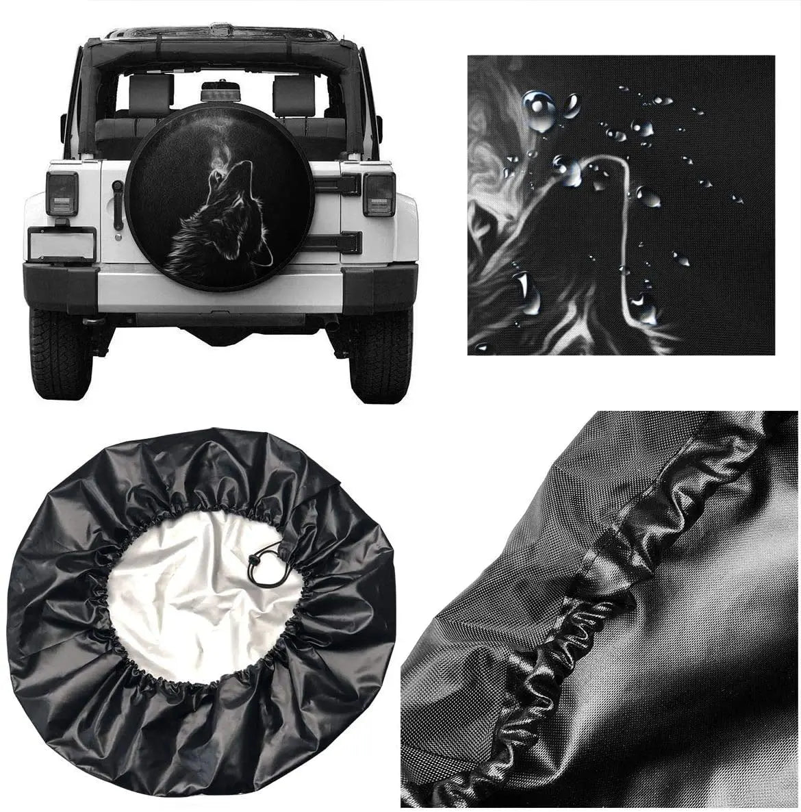 3D Wolf Spare Tire Cover - Polyester Waterproof Dustproof Universal