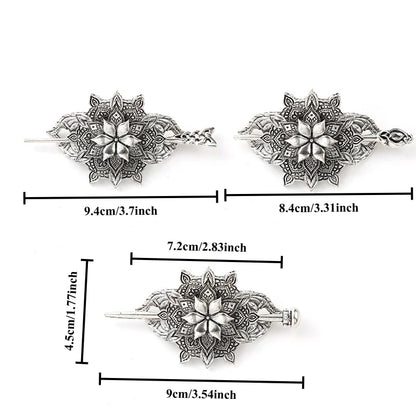 Celtic Knot Flower Hair Stick – Scandinavian Viking Style, Metal Alloy, Silver