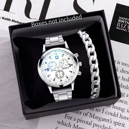 Men's Business Watch - Steel Band Quartz with Bracelet