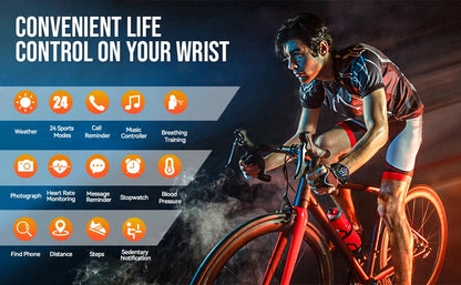 LaNikar Smart Watch - TFT Display, Bluetooth Call, Blood Pressure, Fitness Monitor, Waterproof