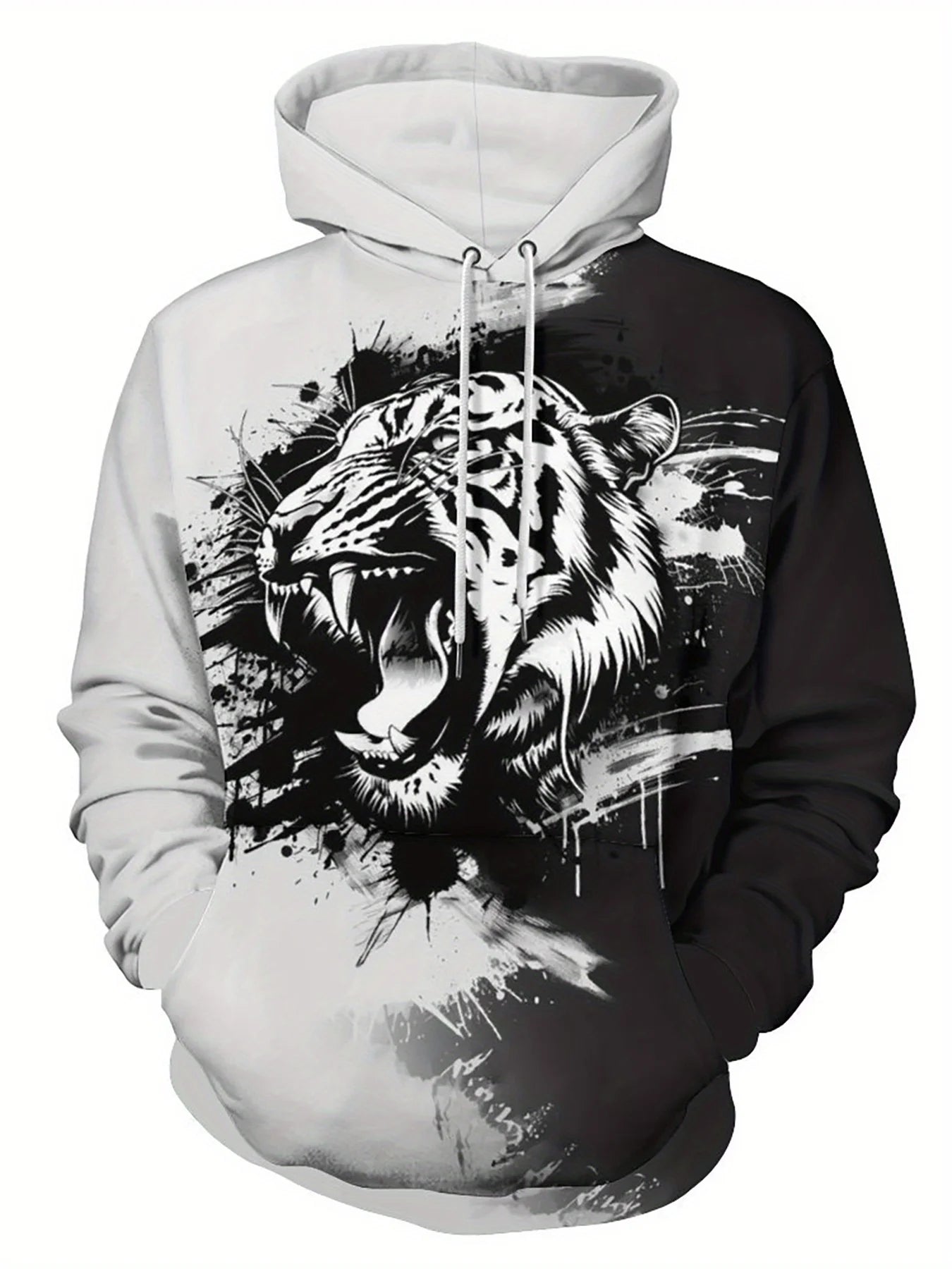 Wolf 3D Print Hoodie - Polyester O-Neck Front Pocket Streetwear