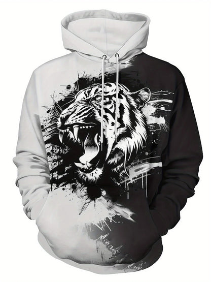 Wolf 3D Print Hoodie - Polyester O-Neck Front Pocket Streetwear